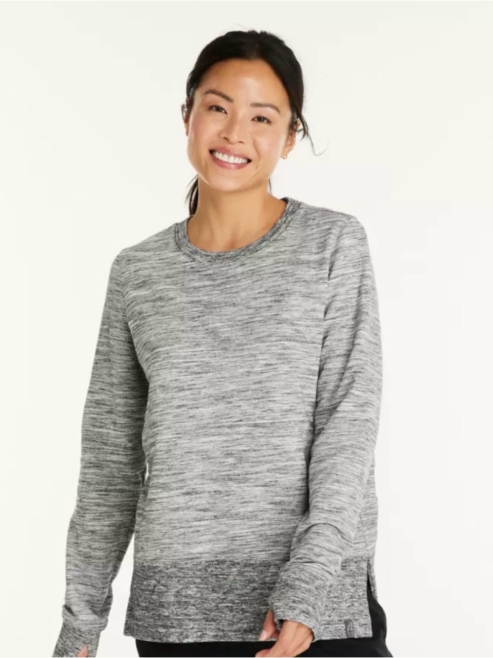 LL Bean Women’s Sweatshirt Cozy Split Hem Marled Size 1X Plus XL Cotton Blend